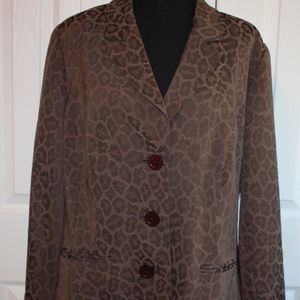 Dialogue Leopard Print Blazer Plus Size 18W